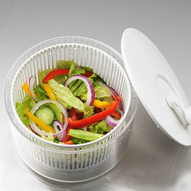 日本製 沙拉蔬果清洗脫水器手搖瀝水籃2.5L(蔬果脫水器)