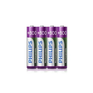 【PHILIPS】低自放鎳氫充電電池AAA 4號(800mAh  4入)