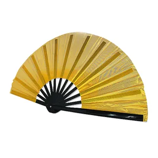 【輝武】武術用品-金色太極功夫扇、武術扇-全竹骨易開合雅典古色金蔥扇(1把)