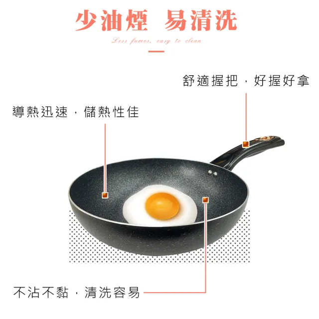 【CLARE 可蕾爾】羽鑽不沾炒鍋32cm附蓋 台灣製造(適用IH及各式爐具)