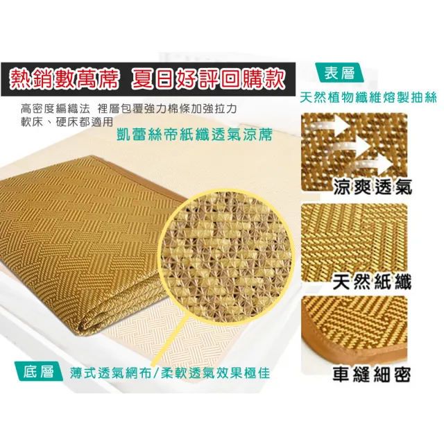 【凱蕾絲帝】台灣製造-雙人加大6尺天然舒爽紙纖涼蓆(軟床專用透氣)