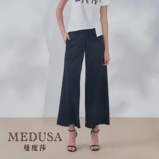 【MEDUSA 曼度莎】現貨-綁繩垂墜感嫘縈運動寬褲（M-XL）｜女長褲 運動長褲 鬆緊腰頭(101-62502)