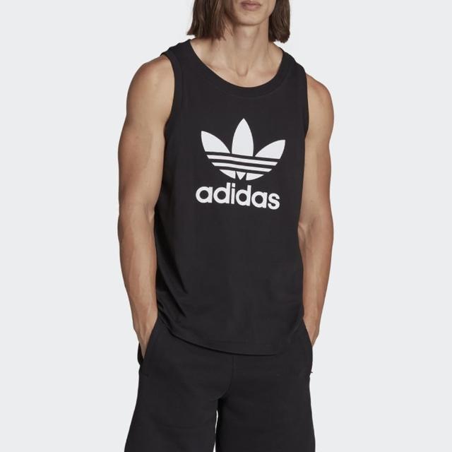 【adidas 愛迪達】背心 男款 運動背心 慢跑 三葉草 亞規 TREFOIL TANK 黑 IA4811