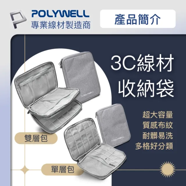 【POLYWELL】3C大容量收納包 /單層