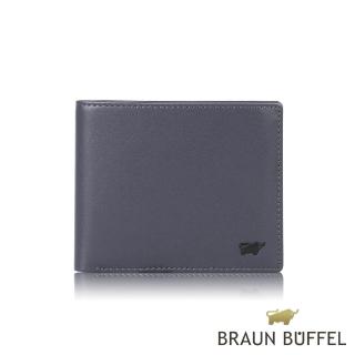 【BRAUN BUFFEL 德國小金牛】臺灣總代理 路西奧 8卡中間翻零錢袋短夾-深藍色(BF399-318-DB)