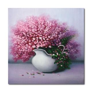 【24mama 掛畫】單聯式 花卉無框畫 30x30cm(粉戀花滿)