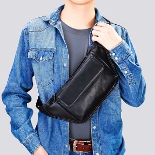 【米蘭精品】現貨+預購 真皮胸揹包胸包真皮革側揹包隨身男包包(男士百搭休閒斜背腰包74es22)