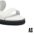 【AS 集團】率性舒適金屬環釦雙寬帶全真皮厚底拖鞋(白)