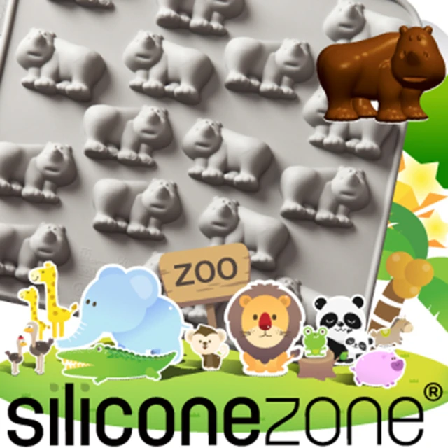 【Siliconezone】施理康ZOO耐熱犀牛巧克力模/冰模-灰色(OM-11667-AA)