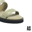【AS 集團】率性舒適金屬環釦雙寬帶全真皮厚底拖鞋(綠)