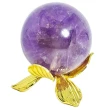 【十方佛教文物】紫水晶球5.1公分+金花瓣球座(大悲咒加持108遍.吉祥如意)