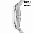 【FOSSIL 官方旗艦館】Everett 獨特綠光大錶面指針手錶 銀色不鏽鋼鍊帶 42MM FS5983