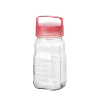 【ADERIA】日本進口長型梅酒醃漬玻璃罐1.2L(粉)