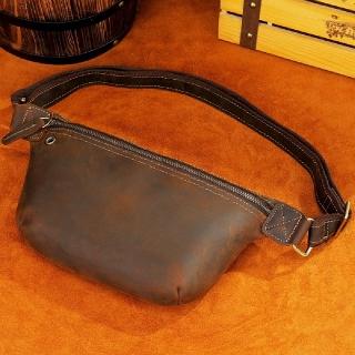 【米蘭精品】現貨+預購 真皮胸揹包胸包真皮革側揹包隨身男包包(男士復古時尚真皮隨身斜背腰包74es38)