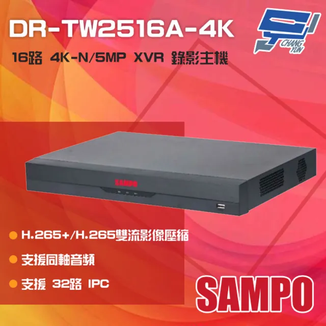 昌運監視器 DR-TW2516A-4K 16路 4K-N/5MP 人臉辨識 XVR 錄影主機