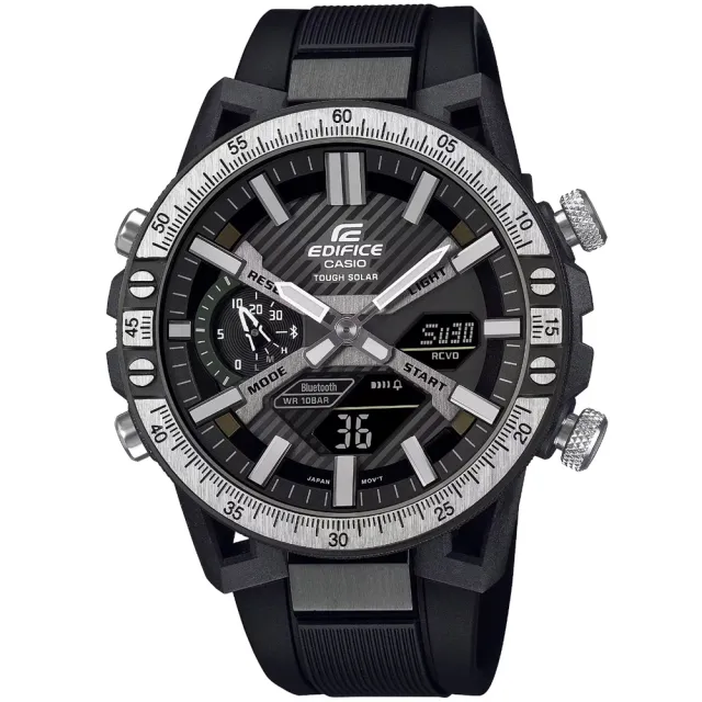 【CASIO 卡西歐】EDIFICE 太陽能雙顯系列藍芽智慧錶/51mm(ECB-2000TP-1A)