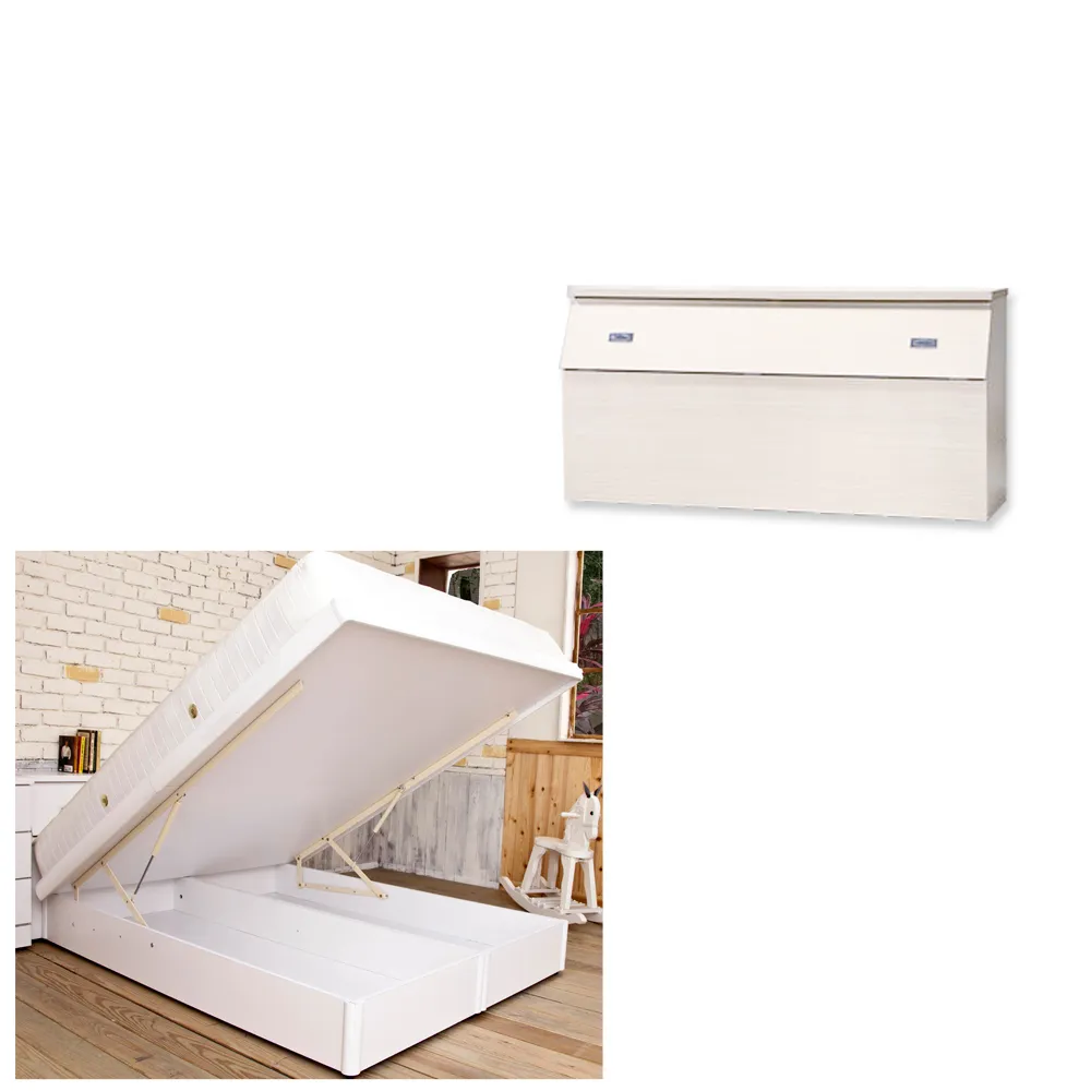 【Maslow-房東最愛】雙人5尺床頭箱+掀床(白色)