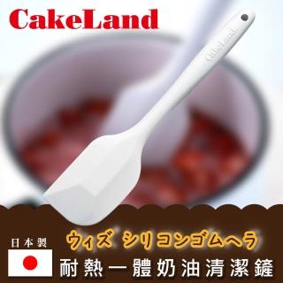 【日本CakeLand】日本一體成型耐熱矽膠奶油清潔刮刀26cm-米黃色-日本製(NO-7162)