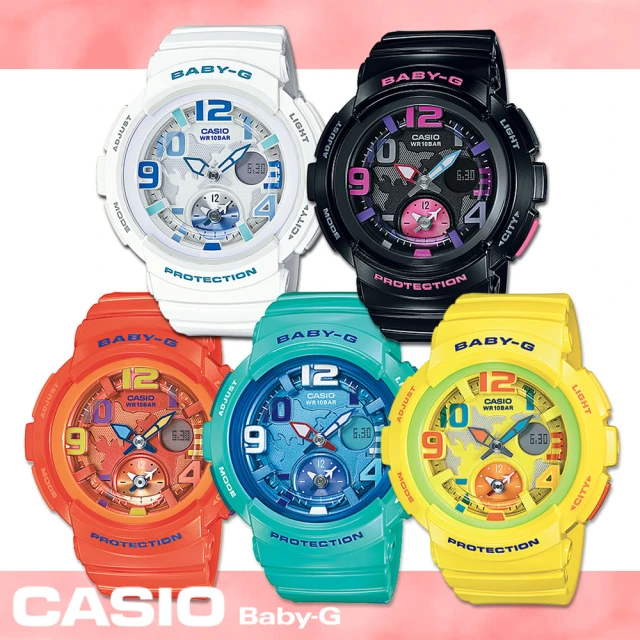 【CASIO 卡西歐 Baby-G 系列】海灘旅行系列-地圖錶盤設計女錶(BGA-190)