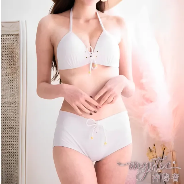 【TING BRA 婷姐內衣】女泳裝 比基尼 兩件式 硬杯掛脖綁帶高腰兩件式泳衣比基尼(共5色 均碼M/L適穿)