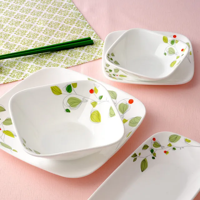 【美國康寧 CORELLE】綠野微風4件式餐盤組(402)