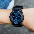 【CASIO 卡西歐】G-SHOCK 重機械感街頭潮流閒錶-藍x黑/55mm(GA-100-1A2)