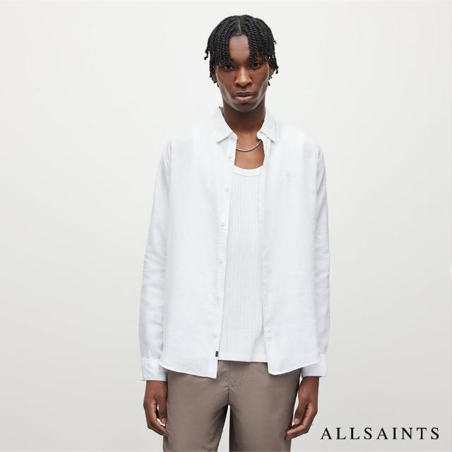 【ALLSAINTS】CYPRESS 輕薄亞麻公羊頭骨長袖襯衫-白 MS152Y(舒適版型)