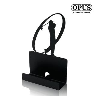 【OPUS東齊金工】歐式鐵藝名片座/高階名片架/會展用品/金屬商務名片盒(CA-go12B 高爾夫 經典黑)