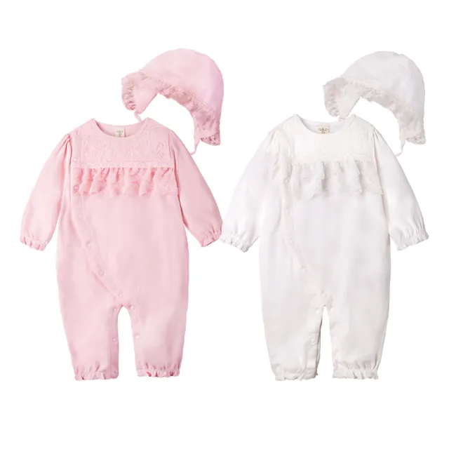 【baby童衣】嬰兒連身衣 包屁衣 純棉長袖蕾絲睡袋 嬰兒帽  50785(共2色)