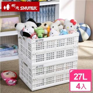 【樹德SHUTER】樂活耐重折疊收納籃27L(4入)