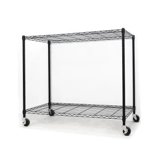 【yo-life】100%台灣製 大型兩層鐵力士架-附工業輪-銀黑任選(122x46x90cm)