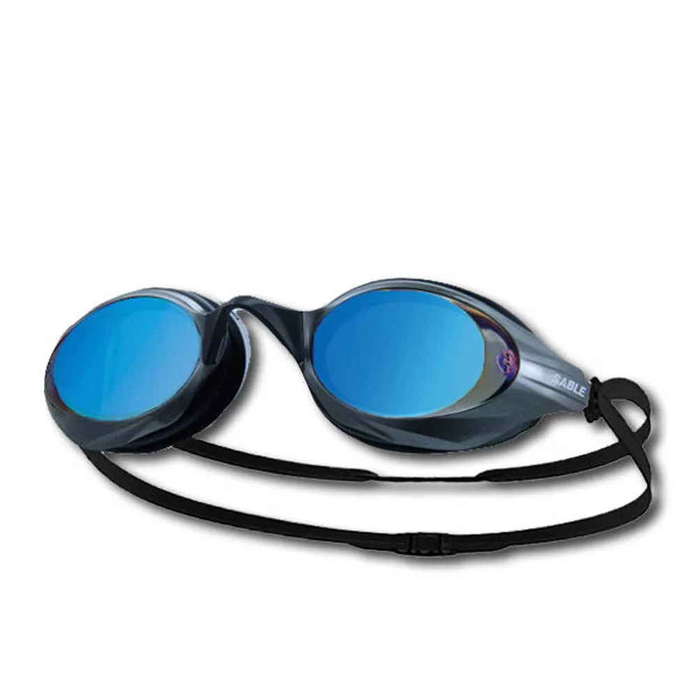 【SABLE】貂 成人競速型平光鏡片泳鏡-游泳 防霧 防雜光強光 3D鍍膜 黑(100MT-01)
