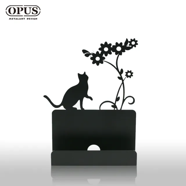【OPUS東齊金工】歐式鐵藝名片座/高級名片架/會展用品/金屬商務名片盒(CA-ca02B 貓咪_經典黑)