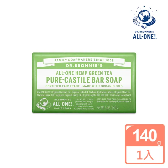 【Dr.Bronner’s 美國布朗博士】綠茶潔顏皂140g