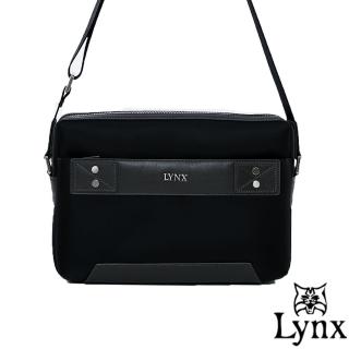 【Lynx】山貓紳士極簡風格橫式真皮斜側揹包-小(3色)
