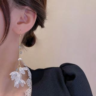 【BBHONEY】花漾‧ 不對稱長款花朵流蘇耳環 耳針(甜美韓風)