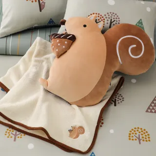 【La mode】松鼠小玩咖兩用抱枕毯