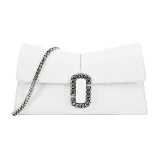 【MARC JACOBS 馬克賈伯】St Marc 鏈環LOGO牛皮鏈帶手提包(白)