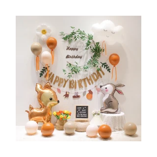 【生活King】莫蘭迪兔子生日氣球套餐組(派對氣球/生日佈置)