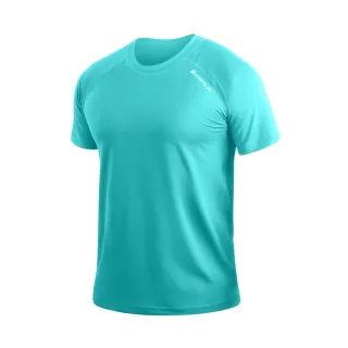 【HODARLA】男女款無拘束輕彈機能運動短袖T恤-抗UV 圓領 台灣製 涼感 湖水藍(3114803)
