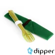 【dipper】3合1檜木環保餐具組(青嫩綠叉/陶瓷湯匙)