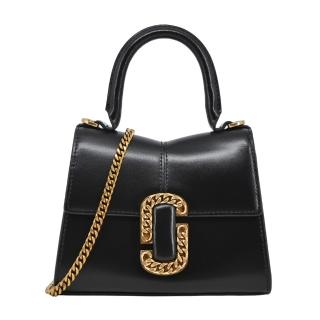 【MARC JACOBS 馬克賈伯】ST MARC牛皮翻蓋手提/斜揹包(小/黑)