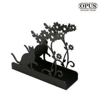 【OPUS東齊金工】歐式鐵藝信件架/收納架/展示架/文具擺飾(LE-ca02B 貓咪 經典黑)