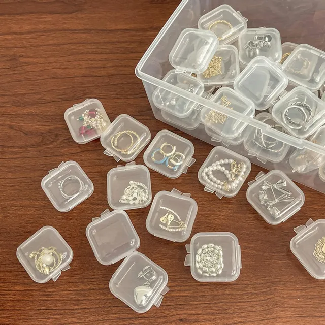 【Emi 艾迷】迷你透明飾品收納盒10入 方便攜帶 防氧化 易辨識
