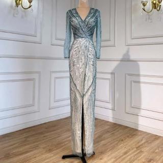 【女神婚紗禮服】極致綠色開叉性感長款修身宴會晚禮服 LA71385 綠色(表演禮服 主持人)