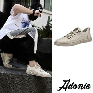 【Adonis】真皮板鞋/真皮復古時尚百搭休閒板鞋-男鞋(米)