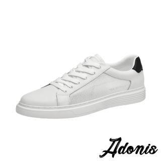 【Adonis】真皮休閒鞋/真皮百搭個性經典網面拼接板鞋 休閒鞋-男鞋(白)