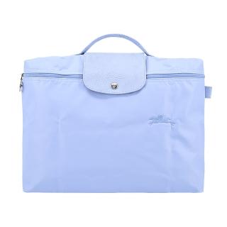 【LONGCHAMP】LE PLIAGE GREEN系列刺繡再生尼龍摺疊公事包(天澄)