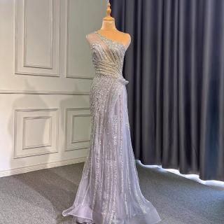 【女神婚紗禮服】極致單肩優雅顯瘦宴會晚禮服 LA71442 淺紫色(主持人 晚宴服)