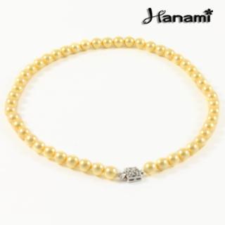 【Hanami】8mm經典極品金色南洋貝寶珠項鍊